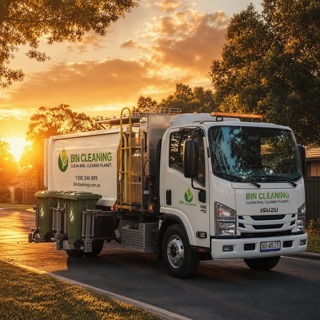 Kurbme service vehicle on a golden-hour suburban street